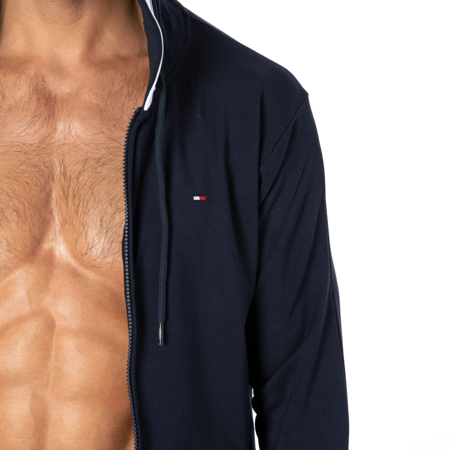 Veste Ă Capuche Logo Tape Bleu Marine â Image 7