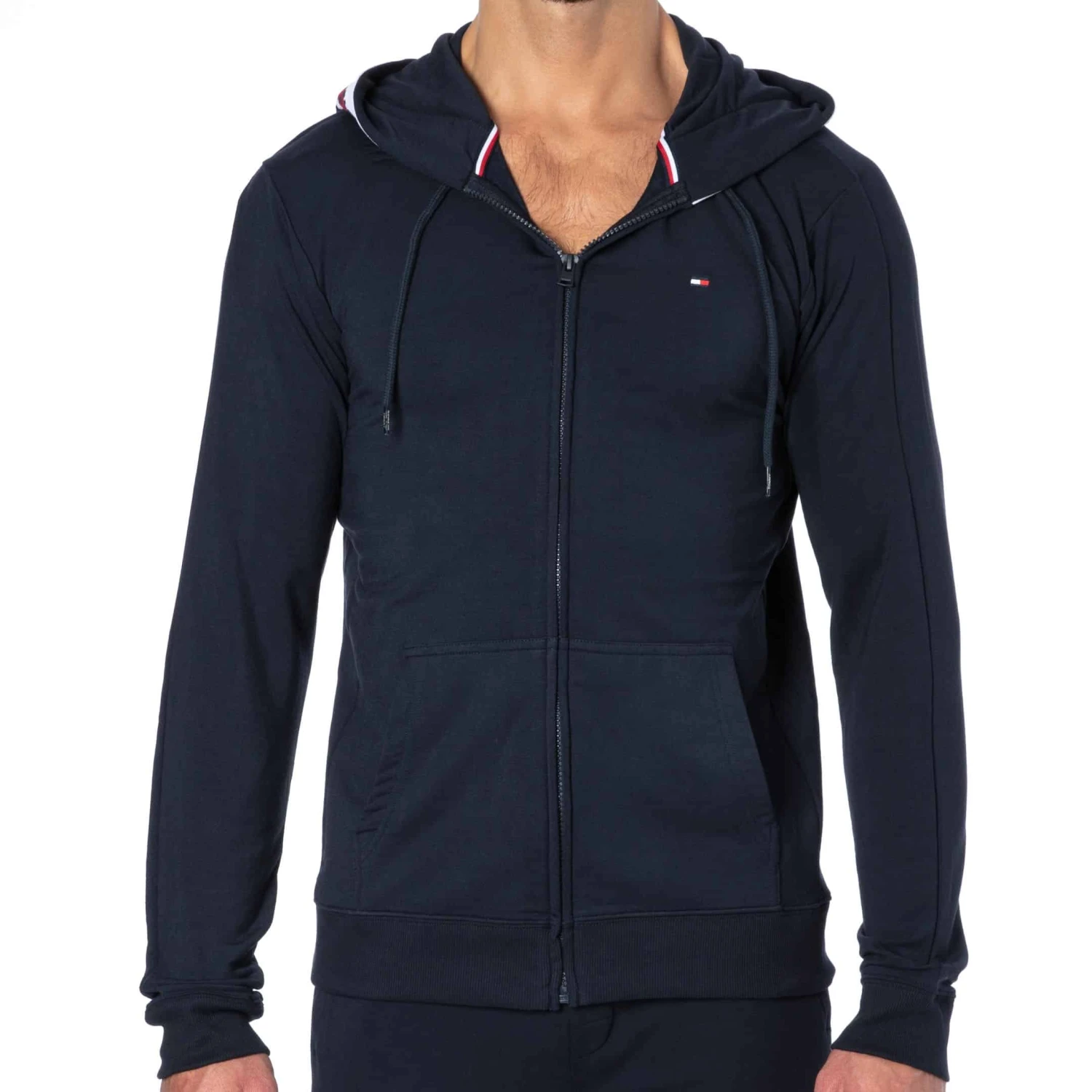 Veste Ă Capuche Logo Tape Bleu Marine