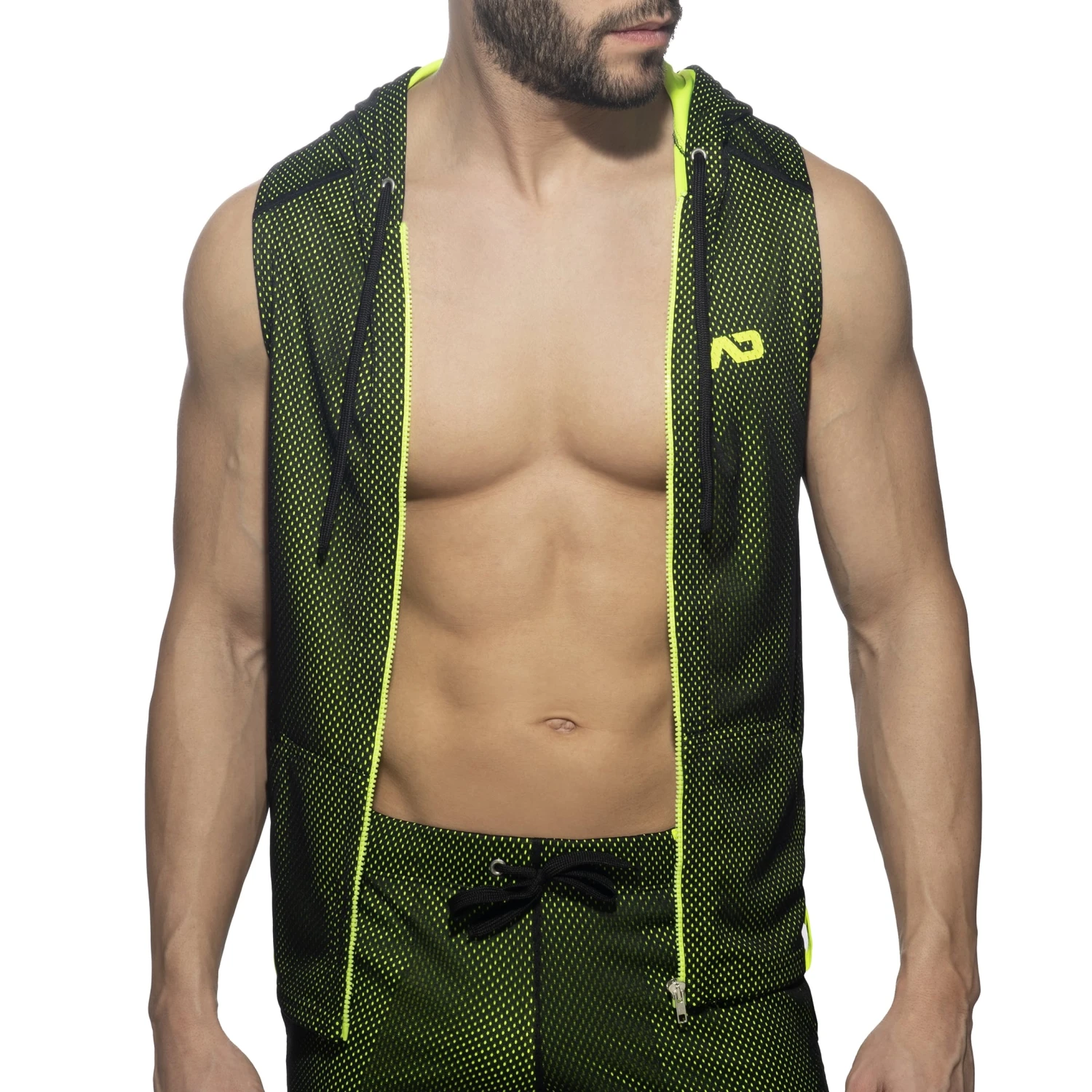 Veste Ă Capuche Sans Manche Loop Mesh Noire â Image 3