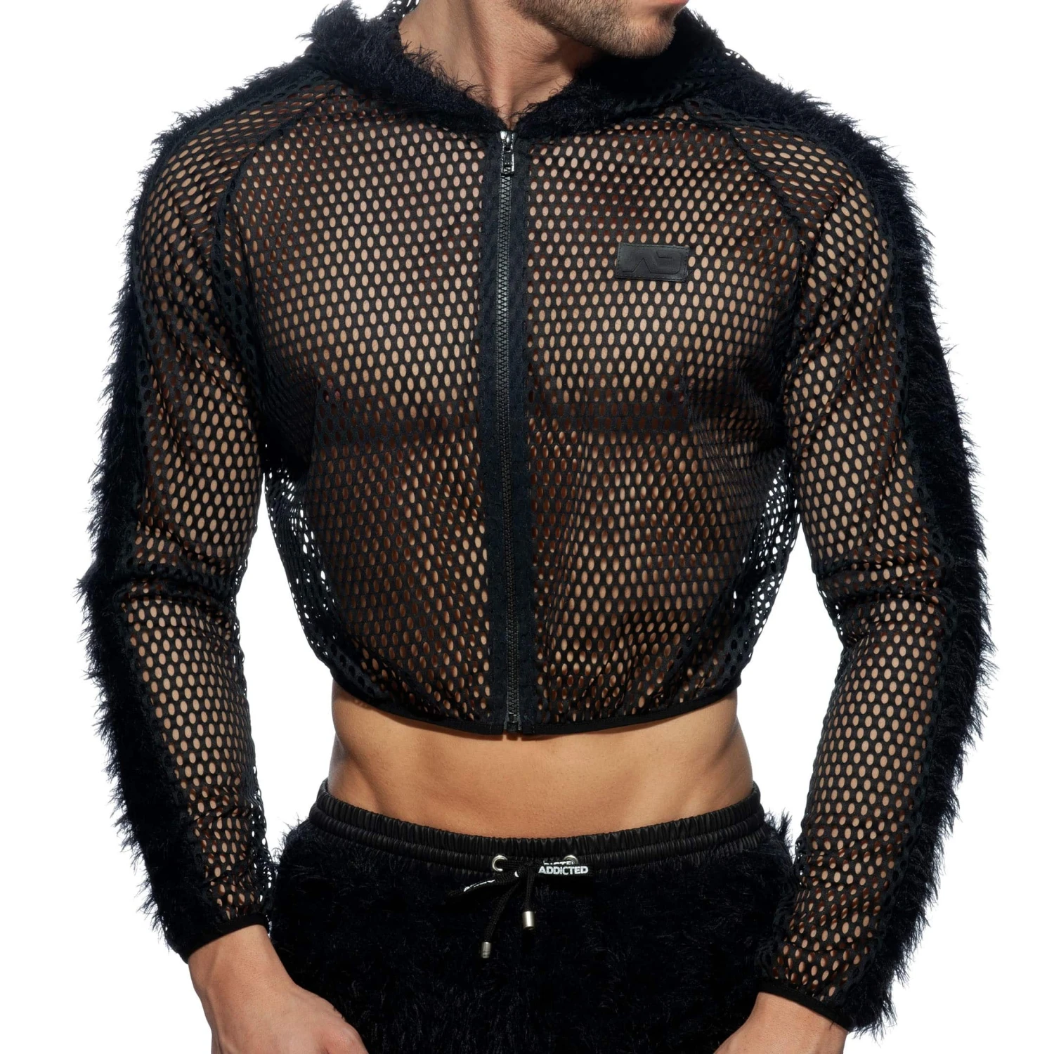 Veste Crop C-Through Mesh Noire